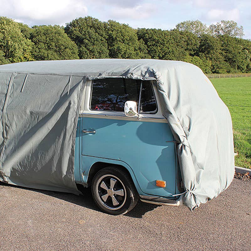 A VW T2 Bay in under one of our JK Luxury Breathable Vehicle Covers